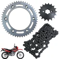 Kit Relação Transmissão Completo Honda Nxr Bros 150 2003 Até 2014 Aço 1045