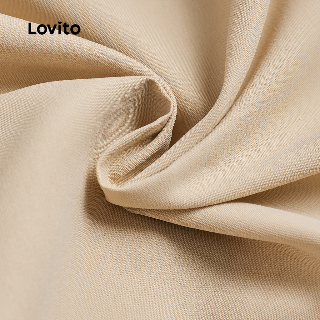 Lovito Elegante Macacão Verão Feminino Bolso Zíper Liso L123ED409