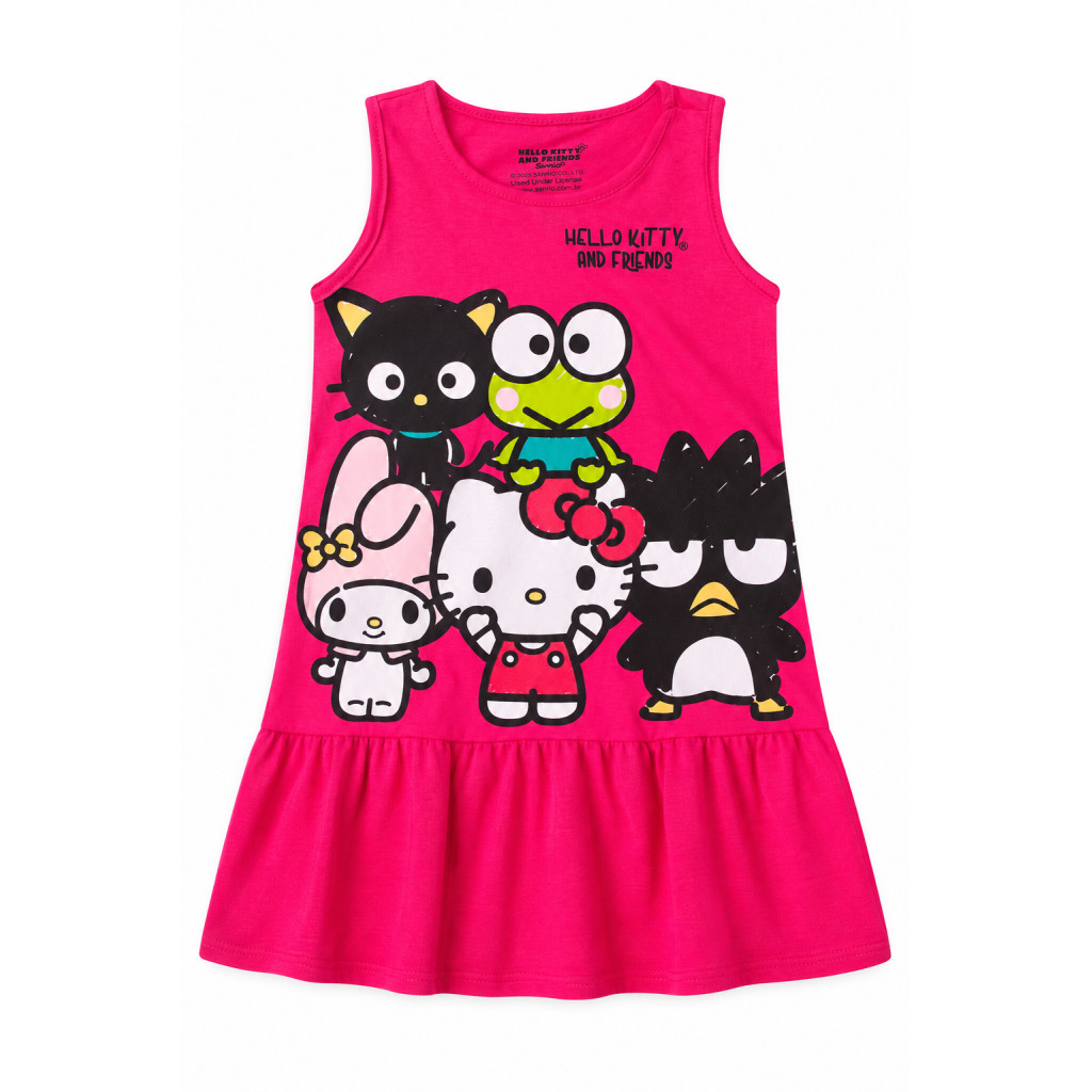 Vestido Feminino Infantil Brilho Da Amizade - Hello Kitty