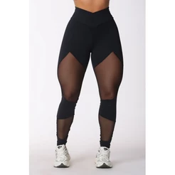 Calça Legging Fitness Com Recorte De Tule