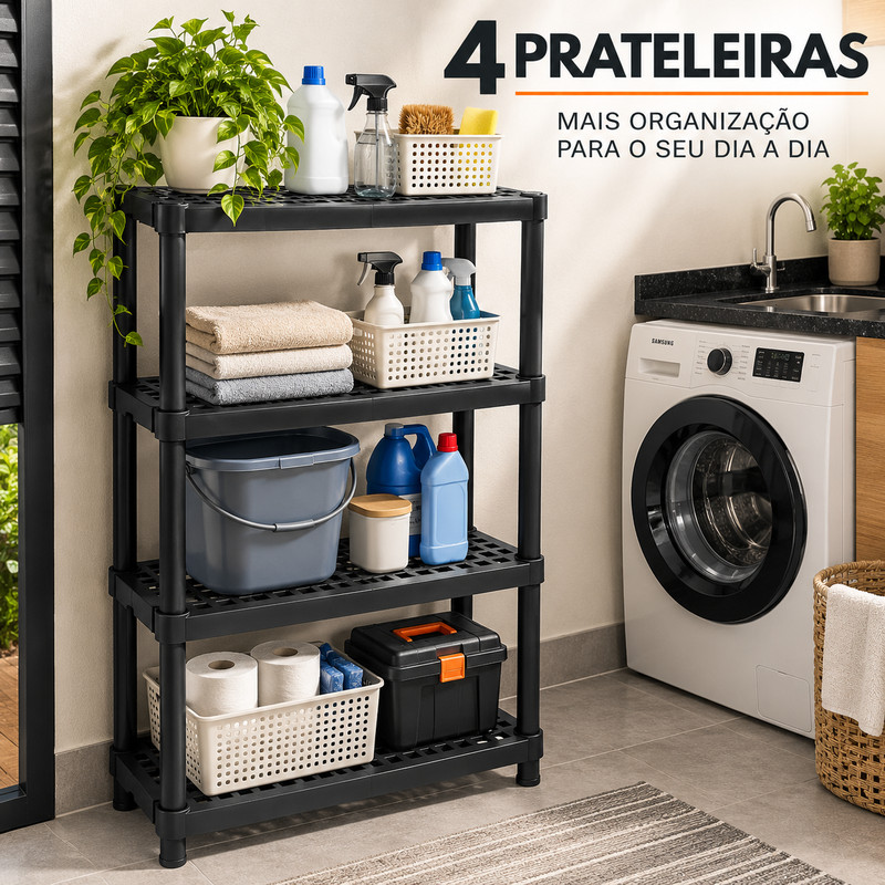 Prateleira Organizadora 4 Níveis Plástico Multiuso Cozinha Lavanderia