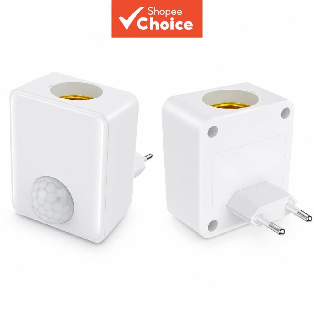 Tomada De Luz Com Sensor De Movimento EU Plug E27-Adaptador Noturna Sem Fiação-PIR Auto On Off Para Garagem De Escada De