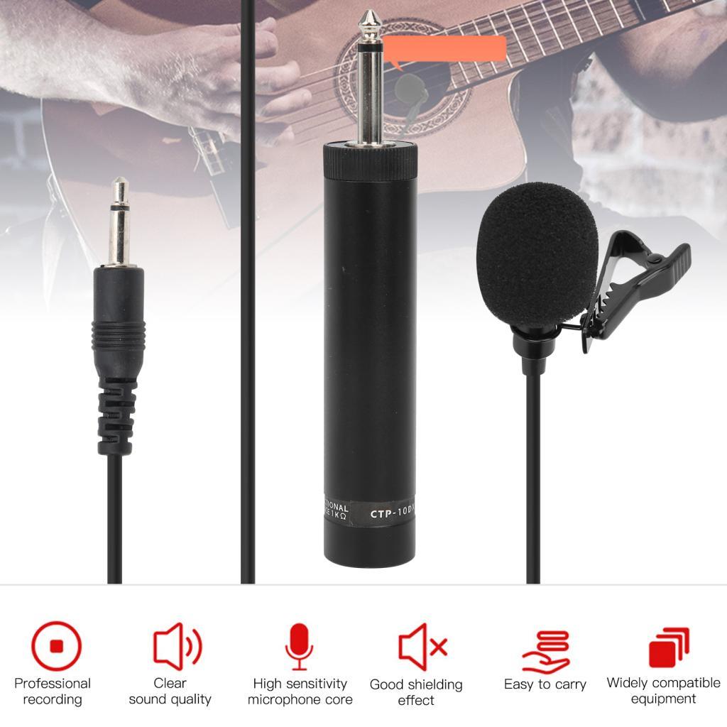 Microfone de lapela Irfora com fio para saxofone e instrumentos musicais Erhu 10M com tampa de espuma de clipe (5