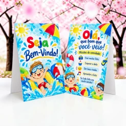 Até 30 Plaquinhas de mesa POOL PARTY AZUL MENINO - Centro de mesa Lembrancinha de festa infantil