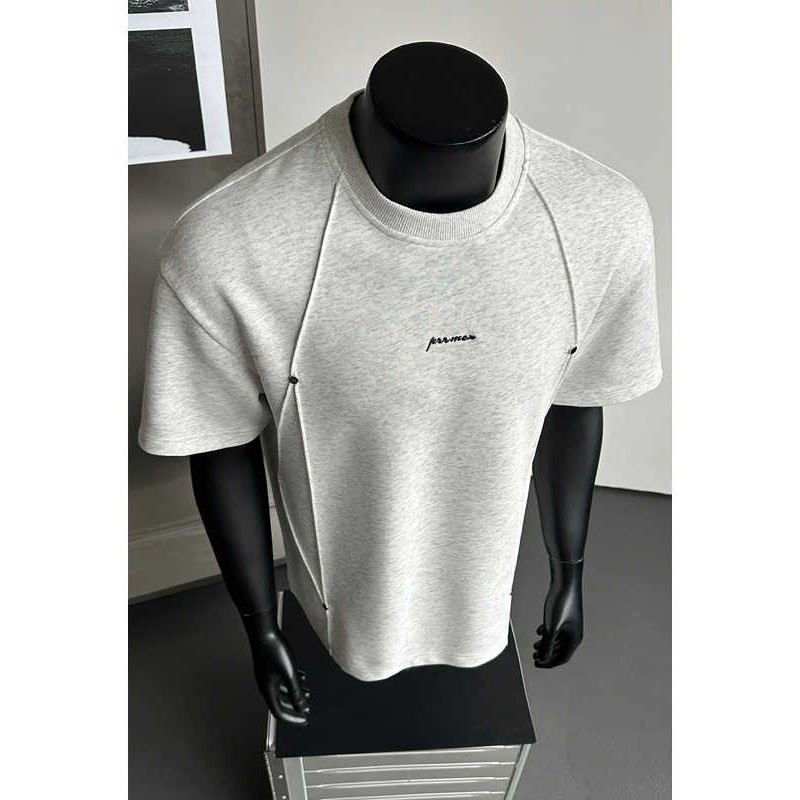 Design manga Raglan camiseta de manga curta masculina solta pesada americana Retro Casual All-Match High-End Street Wear