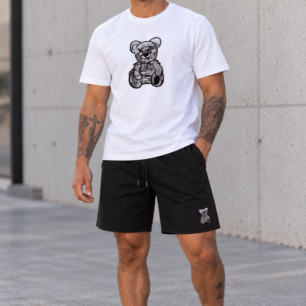 Kit Camiseta 30.1 + Short Tectel Conjunto Urso New Jornal Life Masculino Lançamento