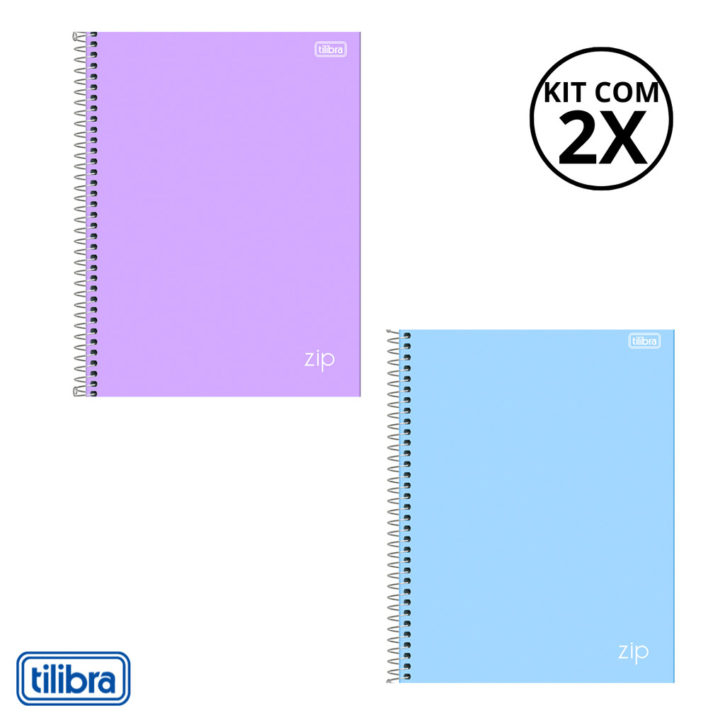 Kit Com 2 Caderno 1 Matéria Universitario ZIP Colors -TILIBRA