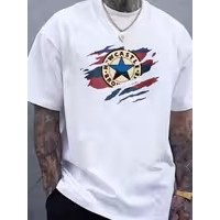 Camiseta Manga Curta Estampada Estrela Confortável Moderna Estilosa Premium para Moda Casual Tendência Verão