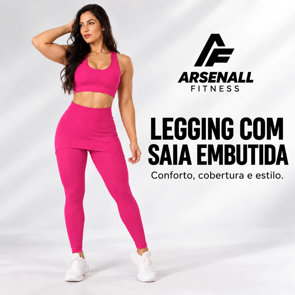 Calça Legging Fitness Tapa Bumbum Com Saia Embutida Academia Treino Conforto Crossfit
