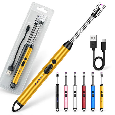 Isqueiro Elétrico USB Recarregável Flexível à Prova de Vento para Fogão Velas Churrasco