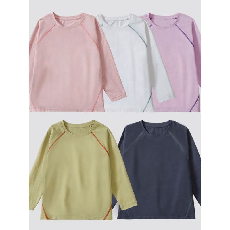 Crianças de manga comprida camiseta primavera verão outono secagem antibacteriana camisa de fundo meninos meninas repele
