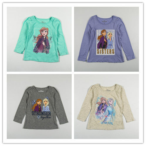 Comércio exterior europeu americano bebê menina primavera outono algodão manga comprida camiseta pulôver menina bonito e