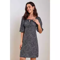 Vestido Feminino Curto Floral Marialícia Preto