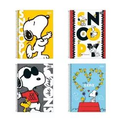 Caderno espiral capa dura universitário 1x1 80 folhas Snoopy Tilibra