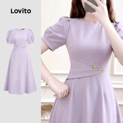 Lovito Vestido Assimétrico Elegante Primavera/verão Roxo para Mulheres LK4ED812