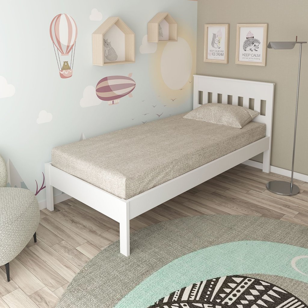 Cama de Solteiro CM8006 para Colchão de 88cm Branco Branco