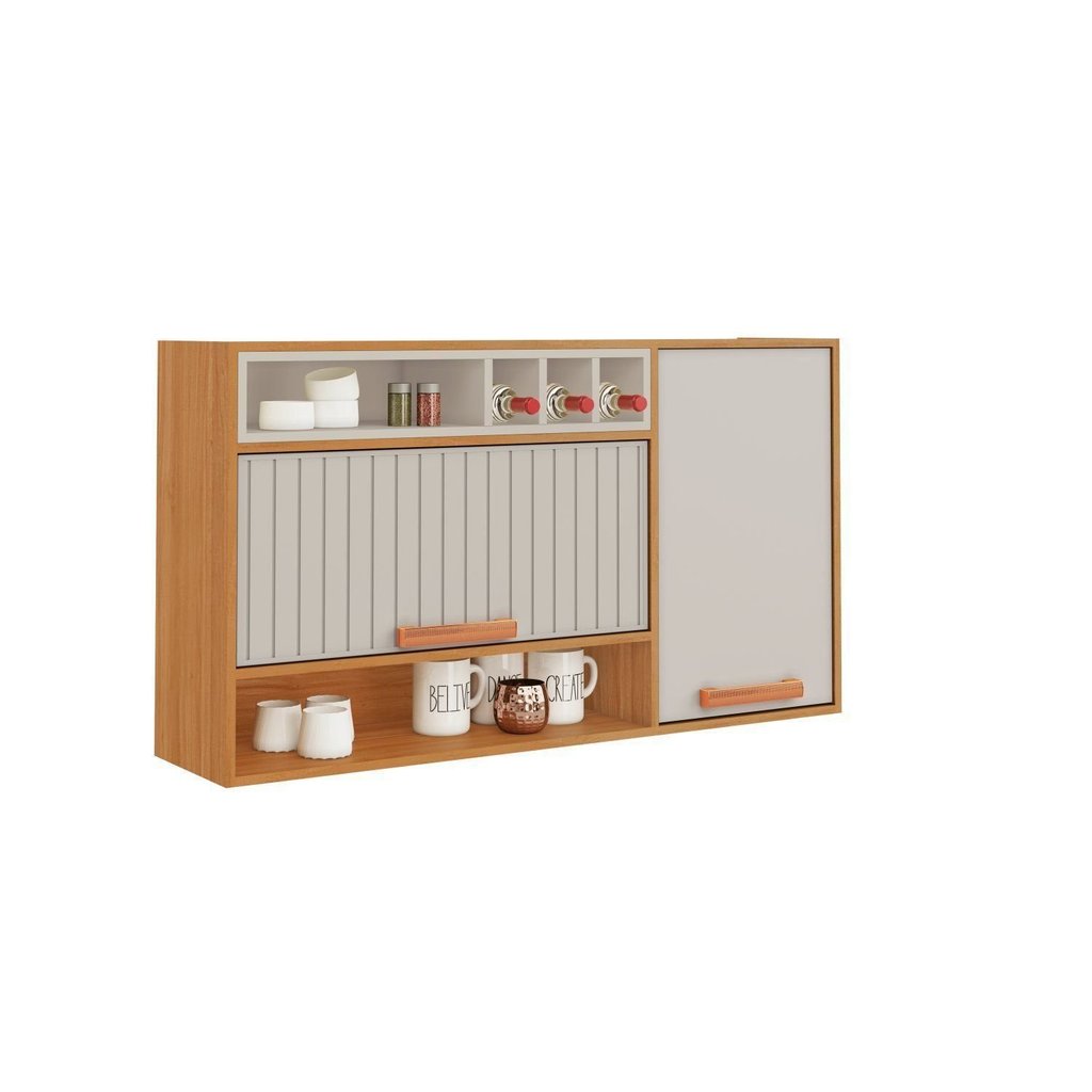 Armário de Cozinha 2 Portas 120cm Porta Horizontal Ripada em Aço Nicho Garrafeiro Nápoles Itatiaia B · foto 2