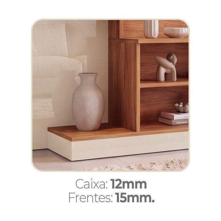 Estante para TV e Home Theater até 55 Polegadas Nichos 2 Portas Cinamomo Off White Havana Cinamomo/Off White · foto 2