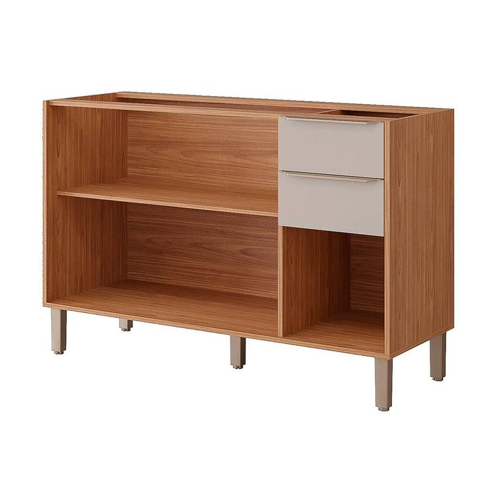 Balcão de Cozinha Modulado Divina 3 Portas e 2 Gavetas s/Tampo 120cm Freijo/Off White - MGM · foto 2