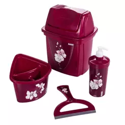 Kit Pia 4 Peças Escorredor Rodinho Lixeira Tampa Porta Talheres Detergente Sabão Liquido Vinho Plasútil