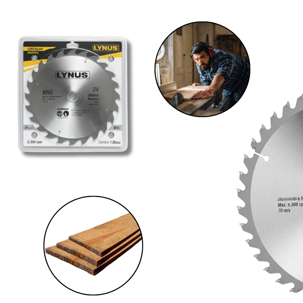 Lâmina De Serra Para Madeira 210mmx30mm 24 Dentes Lynus
