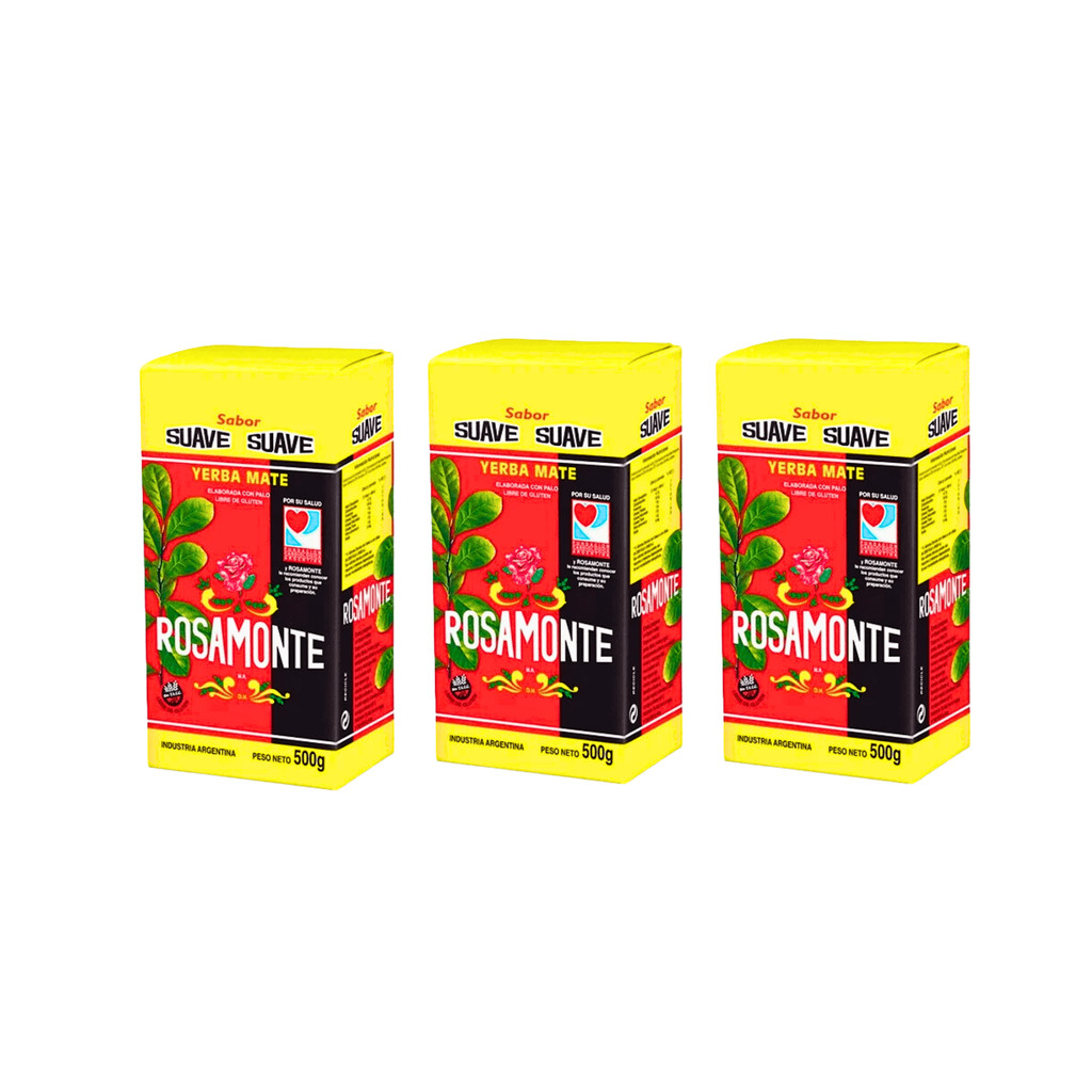 Kit 3 Erva Mate Argentina Rosamonte Suave 500g