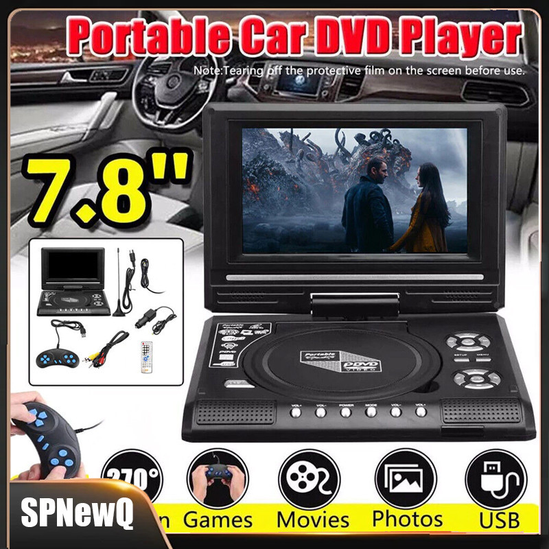 7,8 Polegadas 16 : 9 Tela Larga 270 ° LCD Giratória Home Car TV DVD Player VCD Portátil Com Função De Jogo