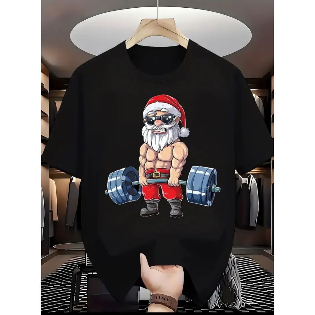 Camiseta Estampada Feminina Masculina Natal Papai Noel Malhado Academia Fitness Treino Musculação