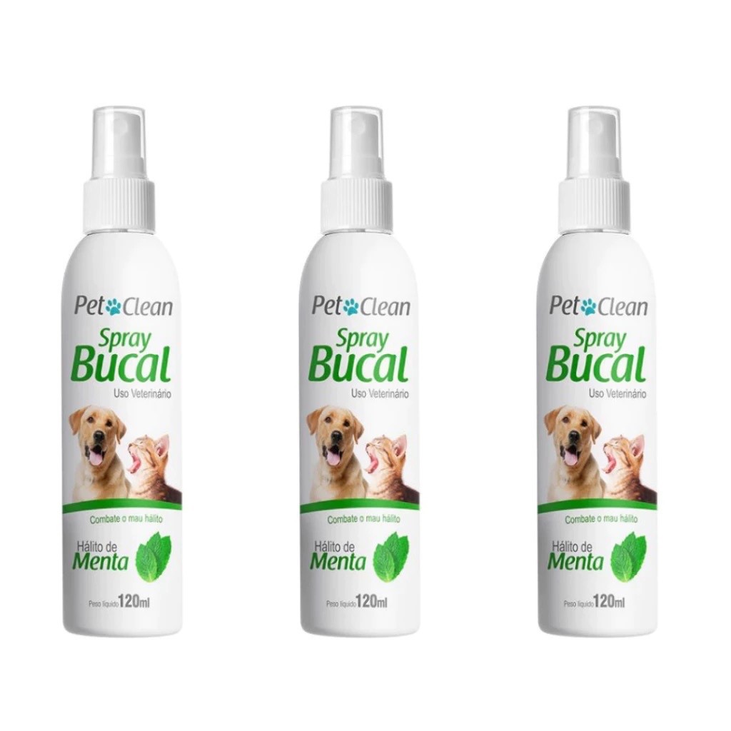 Spray Bucal para Cachorro e Gato Pet Clean - Sabor Menta - 120 ml (cada)