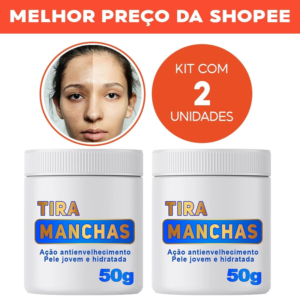 Kit Tira Manchas 2 Cremes Clareador Combate Melasma, Ação Hidratante, Anti Envelhecimento - 50g cada
