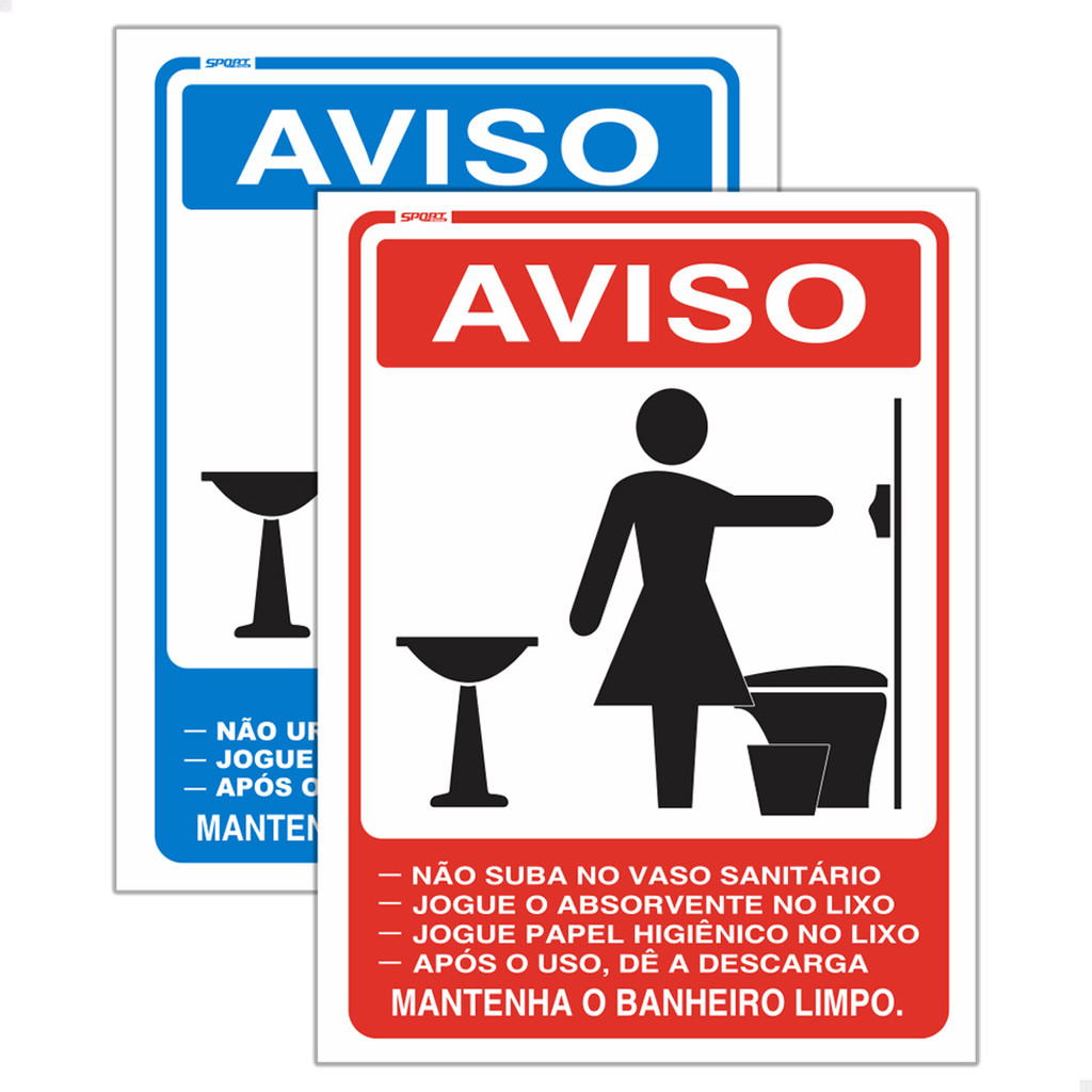 2 Placas Aviso Mantenha O Banheiro Limpo Regras Comércio Ind em Oferta na Shopee