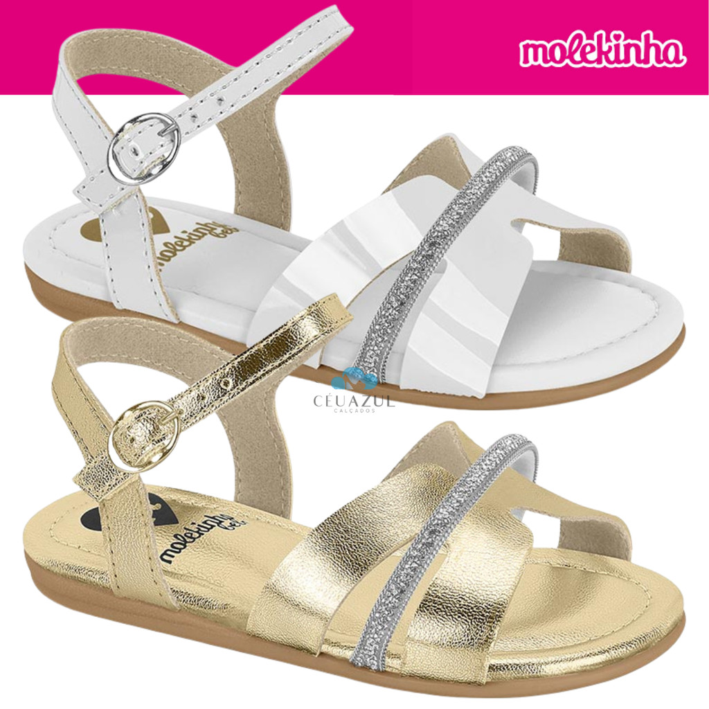Sandália Molekinha Infantil Menina Brilho Glitter Conforto Original