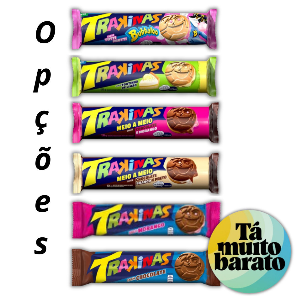 OPÇÕES Biscoito Trakinas Recheado - Pacote 126g UNIDADE PS !