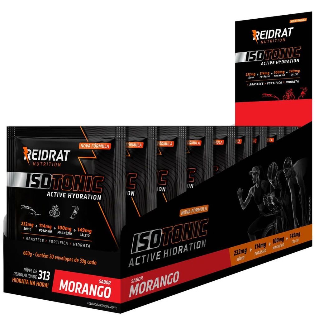 Isotonic Active Hydration - 20 Sachês de 33g Morango - Reidrat em Oferta na Shopee
