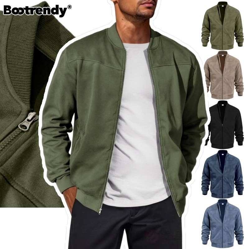 ‌ Jaqueta Aviador Masculina Plus Size De Camurça – Casaco Bomber Leve Vintage Com Bolsos , Camisa Casual Zíper Completo