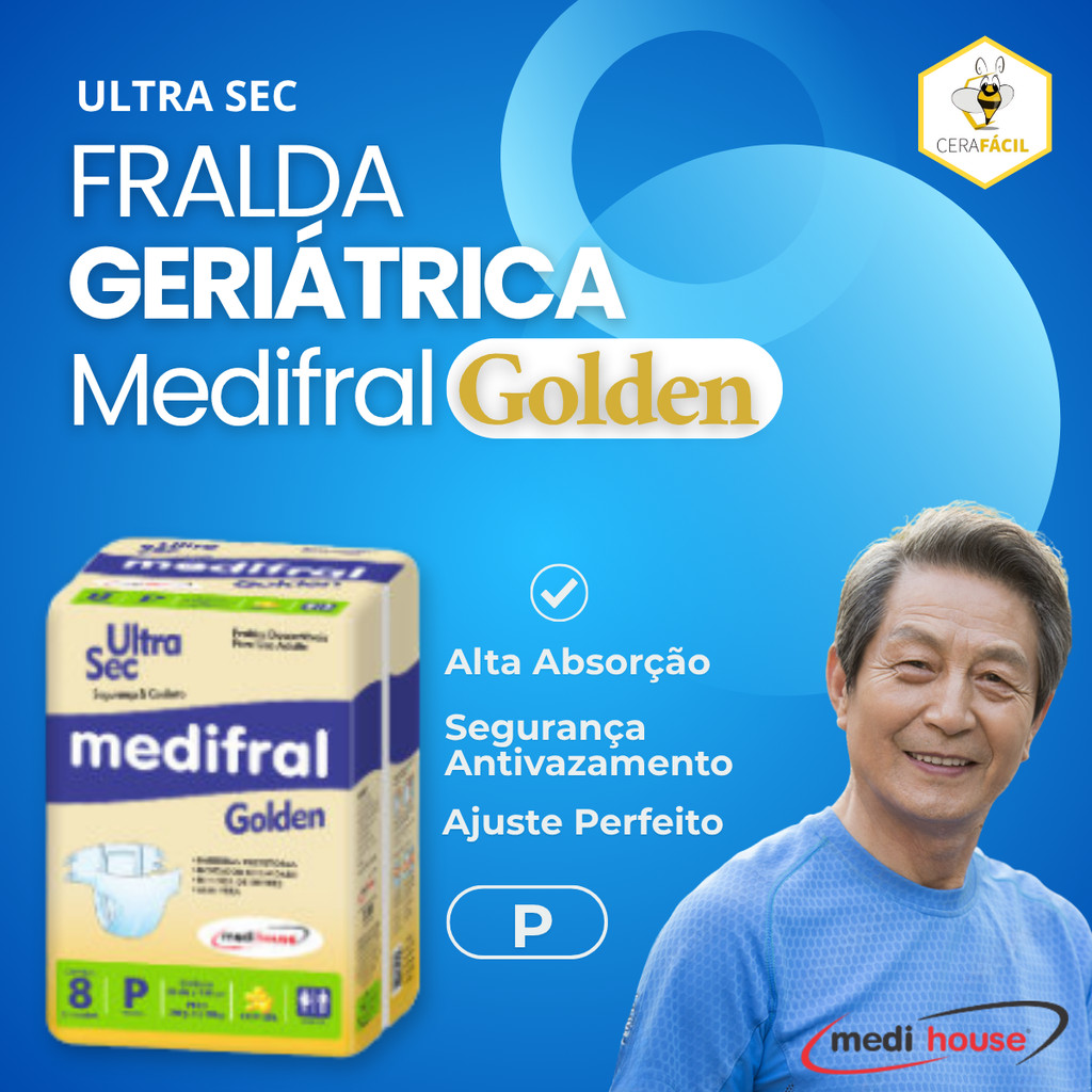 08 - Fralda Geriátrica Descartável Medifral Golden uso adulto
