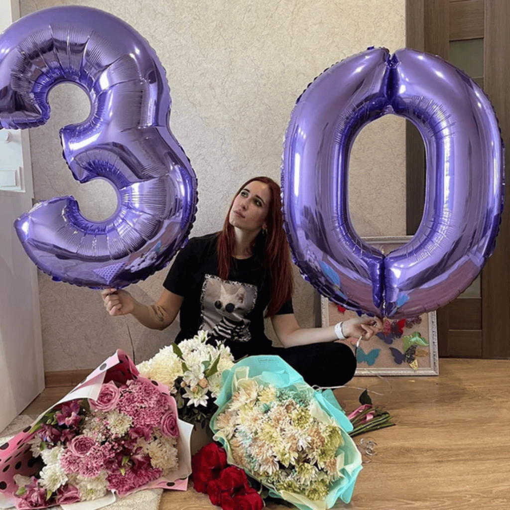 Kit 2 Balões Número Metalizado Roxo 75CM Grande Decoração Aniversário Lilás Festas Eventos em Oferta na Shopee