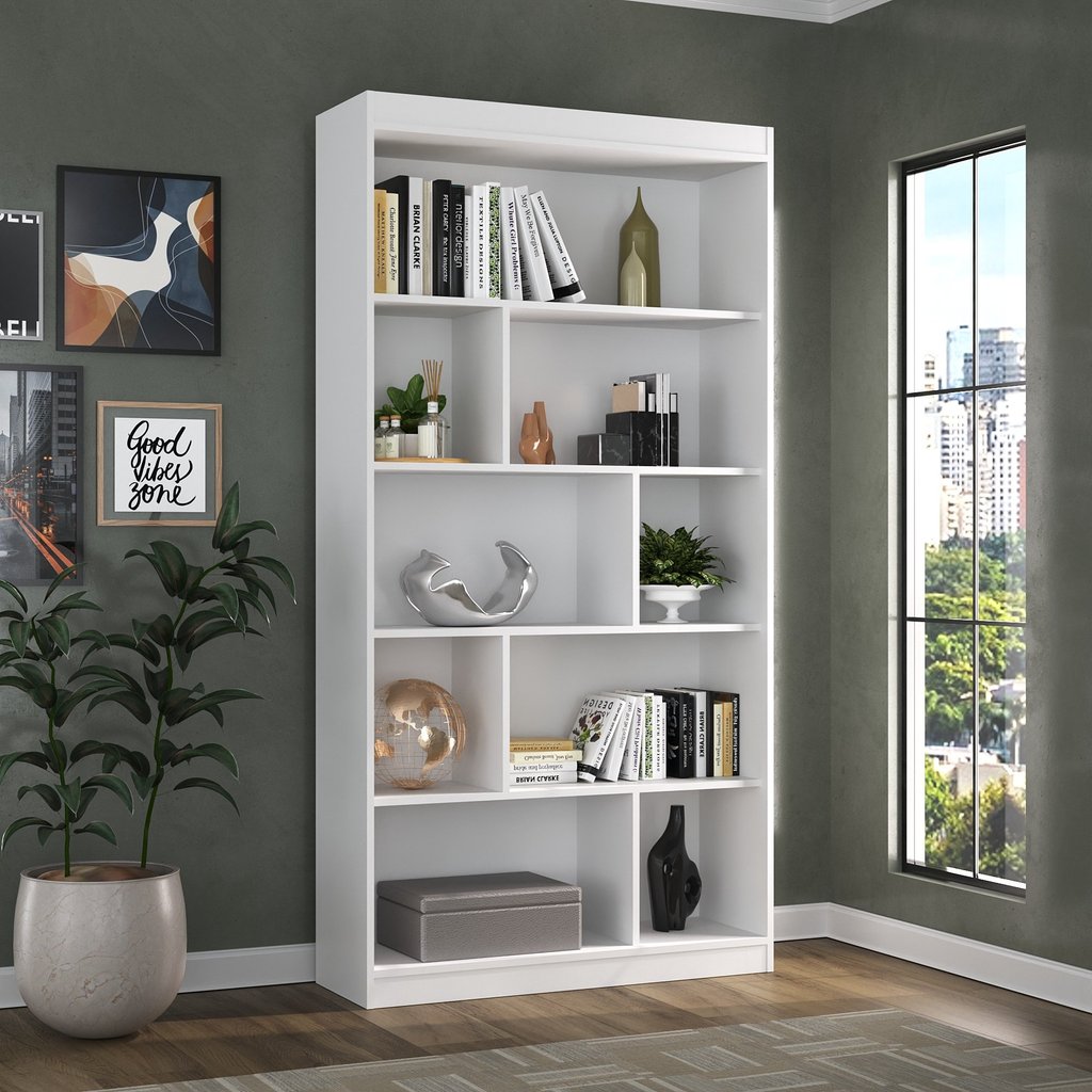 Estante para Livros 4 Prateleiras 181cmx93cm Home Office Espresso Móveis Branco TX/Branco TX em Oferta na Shopee