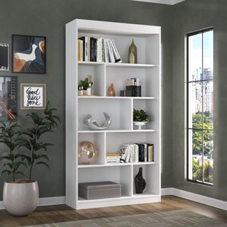 Estante para Livros 4 Prateleiras 181cmx93cm Home Office Espresso Móveis Branco TX/Branco TX em Oferta na Shopee