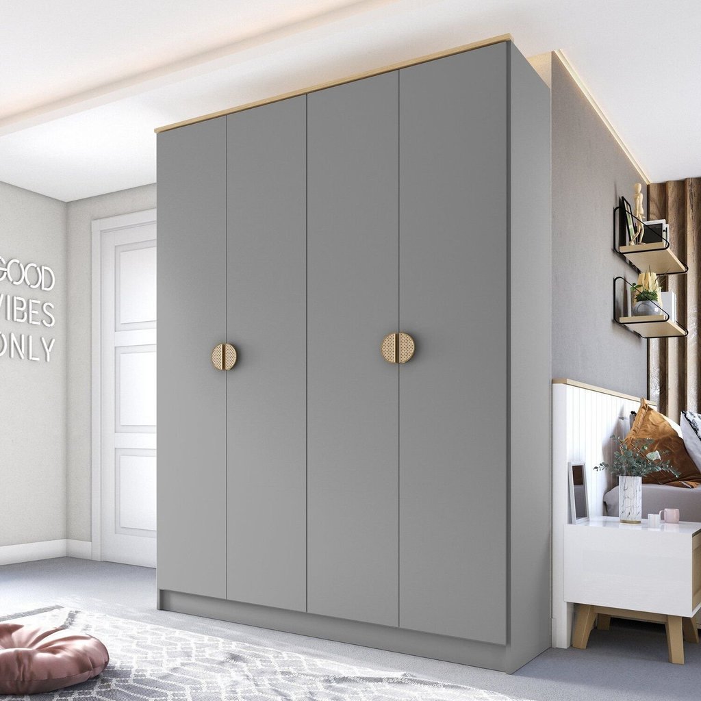 Guarda-Roupa Solteiro 100% Mdf Bp 4 Portas 2 Gavetas Asti Urbi em Oferta na Shopee