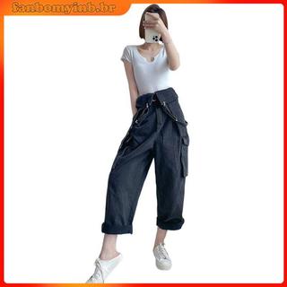 Macacões Jeans Pretos Para Mulheres , Estilo Coreano , Vintage , Calças Largas Soltas , Grandes Roupas Femininas