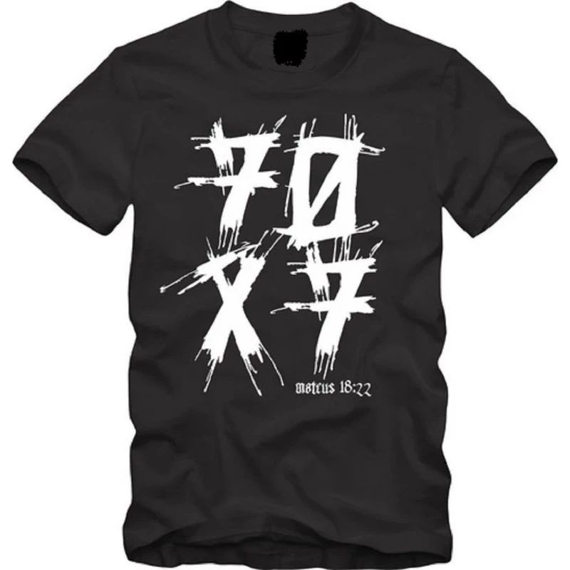 Camiseta Gospel 70 X 7 "Mateus 18:22", Camiseta Estampada Evangelica, Camiseta Masculina 100% Algodão blk wear