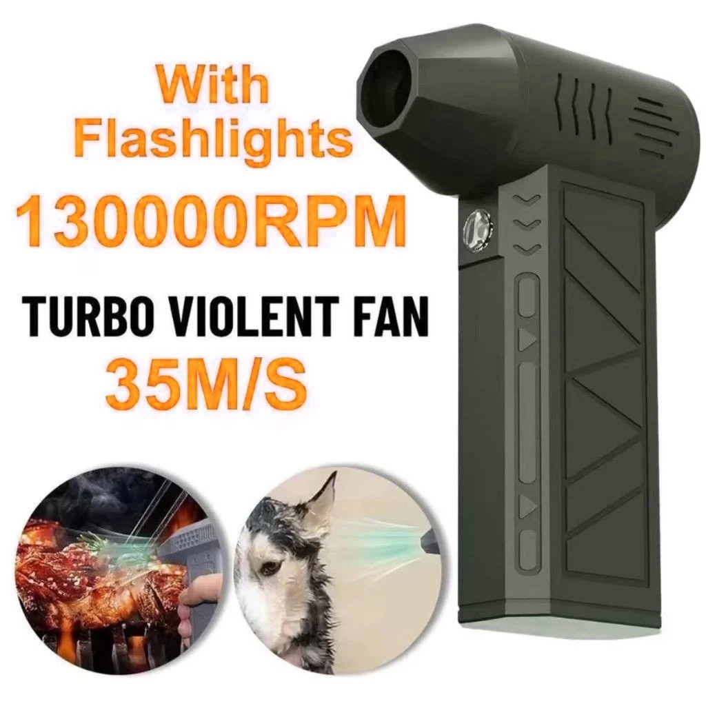 Soprador Turbo Portátil Ventilador Jato Alta Potência Com Lanterna Multifuncional Soprador Mini Turbo Recarregável