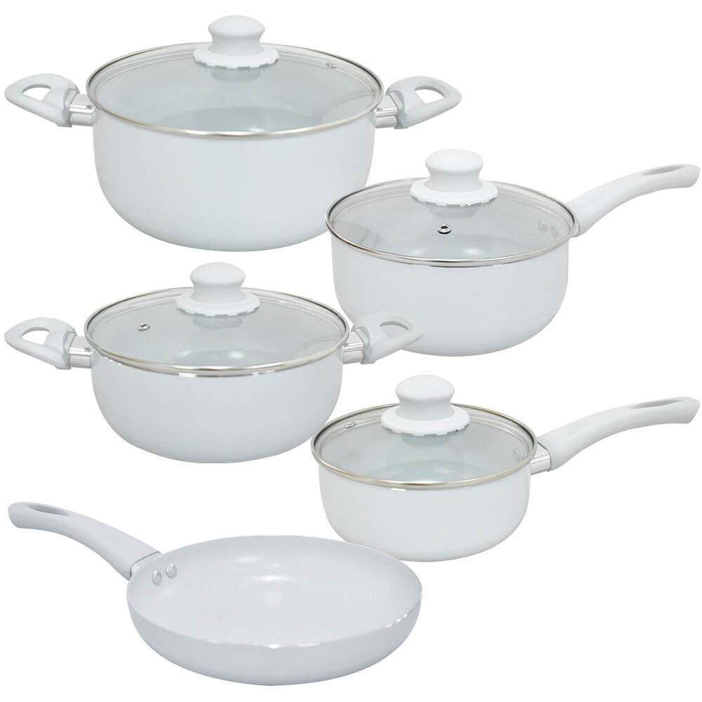 Conjunto de Panelas de Indução Antiaderente Cerâmica Madrid Cinza 5 peças - Hauskraft Premium em Oferta na Shopee