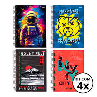 Kit 04 Cadernos Universitário 10 Matérias 160 Folhas Flow - Jandaia em Oferta na Shopee