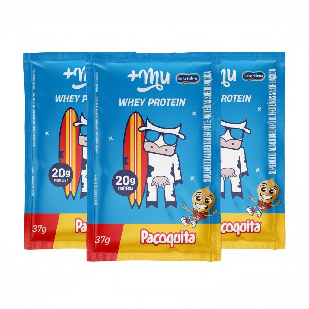 KIT 3 WHEY PROTEIN CONCENTRADO SACHE PAÇOQUITA 20G DE PROTEINA 37G +MU