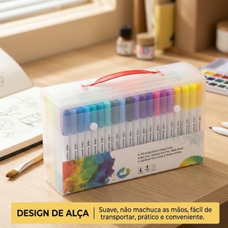 Marcador Hidrográfico Cores Intensas Caneta Dual Brush Ponta Dupla Canetinha Desenho 12 2…