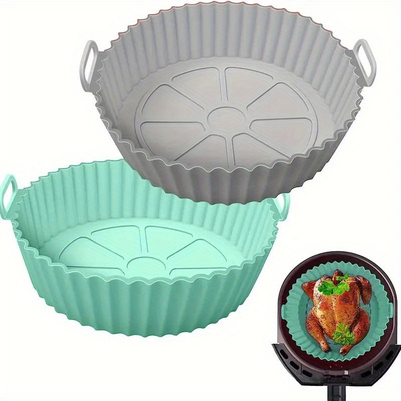 2 Peças Adequadas Para Forros De Fritadeira De Ar-Esteiras De Cozimento De Silicone Reutilizáveis , Forno Antiaderente D