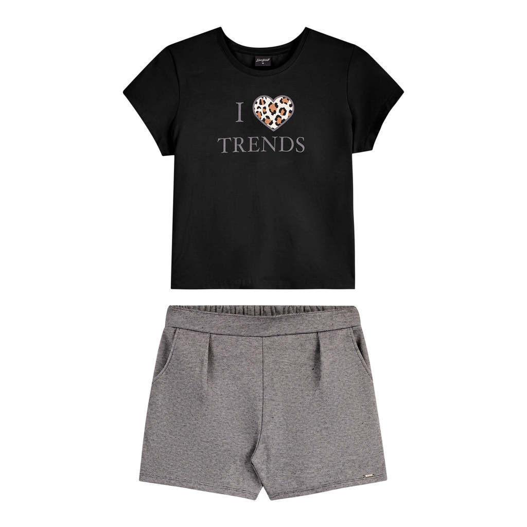 Conjunto Curto Juvenil Menina Trends Beats Preto