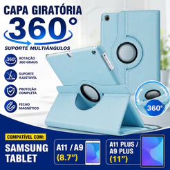 Capa Giratória 360° para Samsung Tablet A11/A9 Plus 11 polegadas Antichoque e Suporte Ajustável